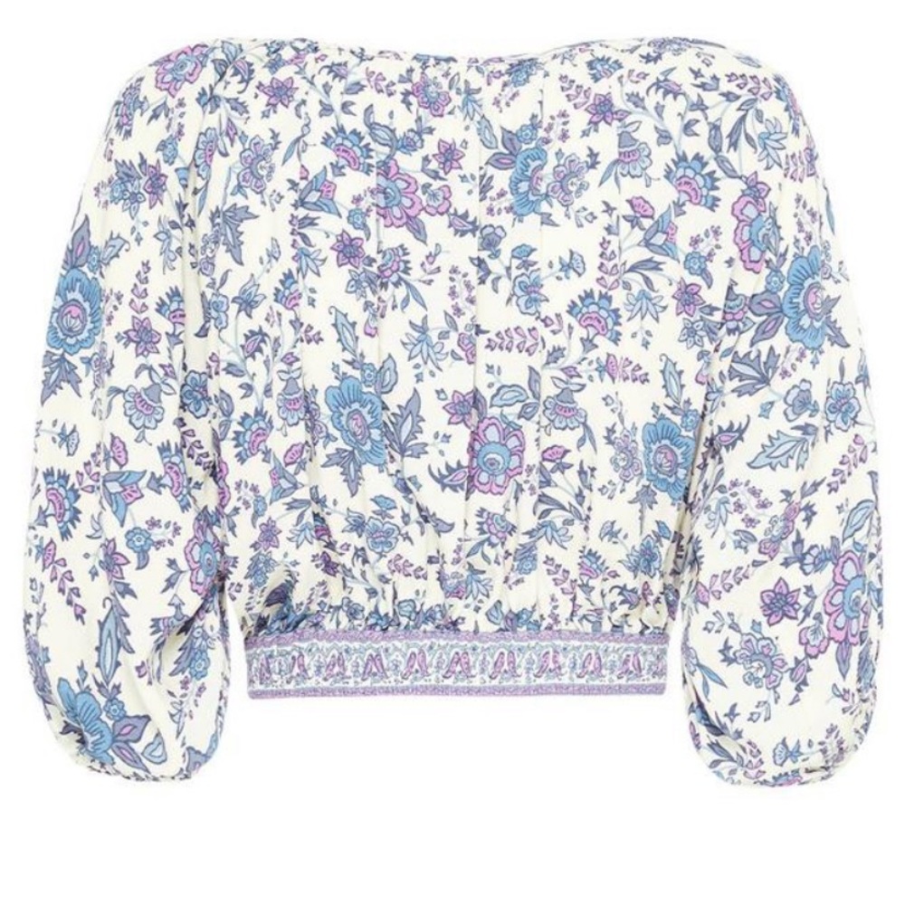 Spell Folk Song Cropped Blouse in Sky - Picture 7 of 10